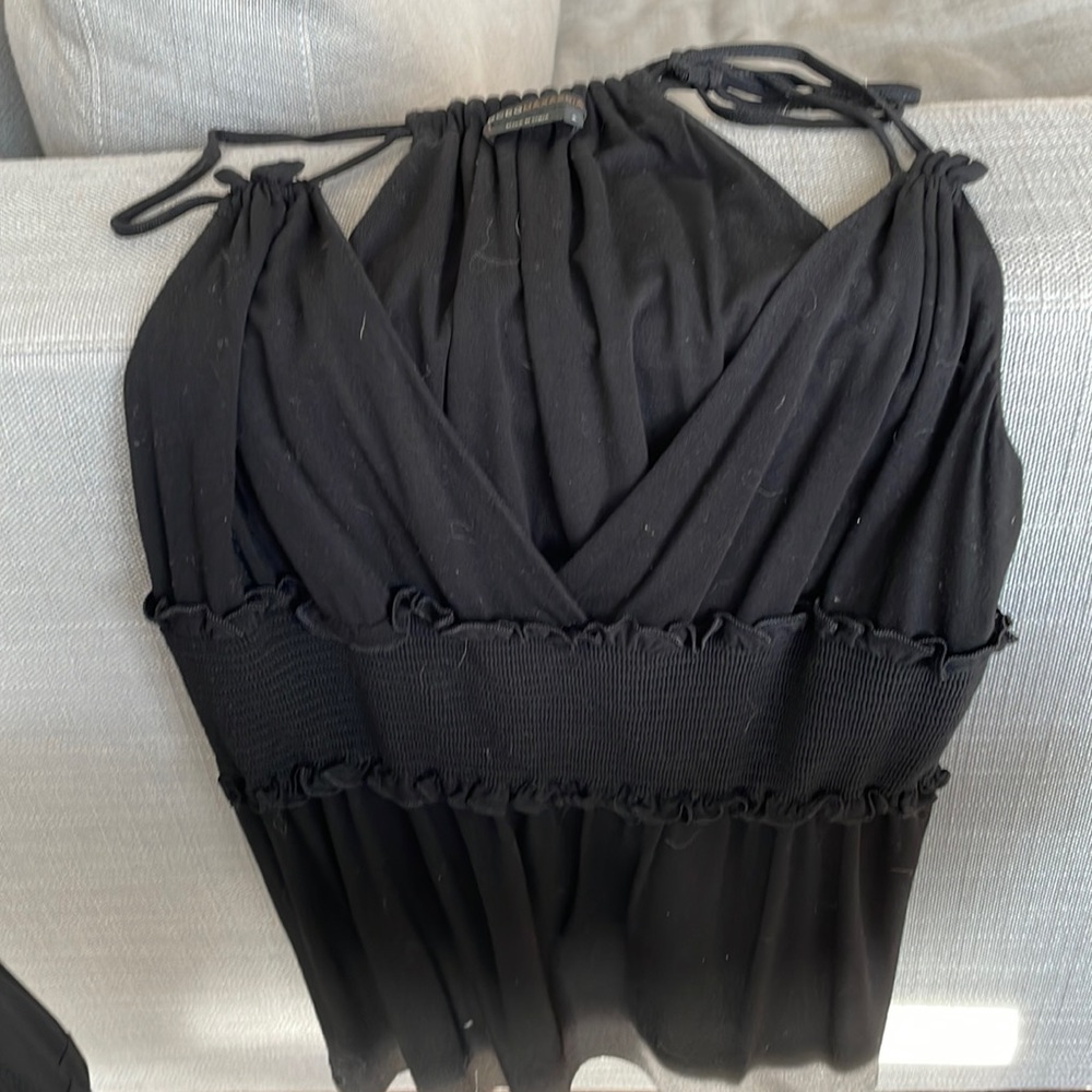 BCBG Maxazria black Rayon and Spandex sexy top